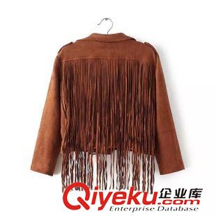 5-10號 廠家直銷 歐美新款女裝現貨批發 后背流蘇機車麂皮絨夾克 SAG544原始圖片2