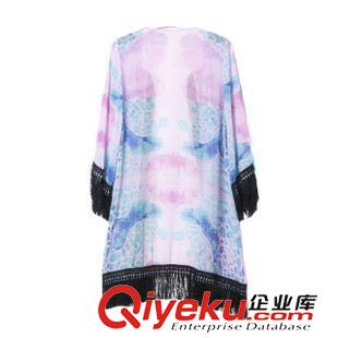 16-20新款 8XSY歐洲站新款女裝 渲染印花流蘇和服原始圖片2