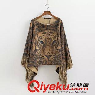 21-25新品 NRY 工廠直銷歐美時尚女裝現(xiàn)貨批發(fā) 虎頭印花流蘇針織衫原始圖片3