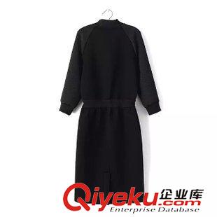 21-25新品 HL歐洲站15秋冬女裝新款 立領(lǐng)插肩袖拼色松緊腰刺繡棒球服外套