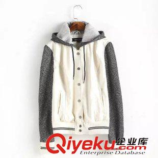 21-25新品 HL歐洲站15秋冬女裝新款 立領(lǐng)插肩袖拼色松緊腰刺繡棒球服外套