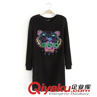 25-30新品 XDG 秋冬新款老虎頭刺繡加厚抓絨連衣裙歐美風(fēng)打底裙