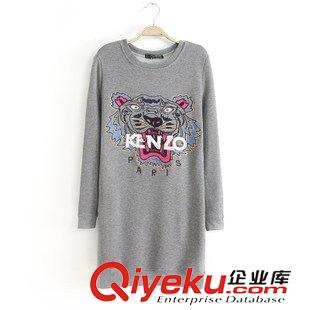 25-30新品 XDG 秋冬新款老虎頭刺繡加厚抓絨連衣裙歐美風(fēng)打底裙