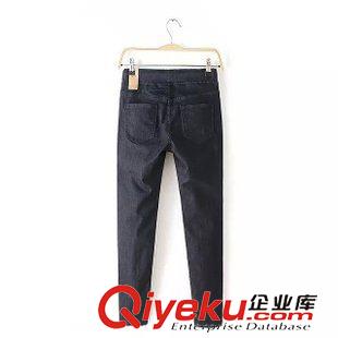 25-30新品 BJ 2015秋裝新款 系帶松緊腰百搭牛仔褲