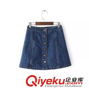 25-30新品 GT 秋裝新款 楊冪同款單排扣牛仔半身裙 A字裙 牛仔短裙