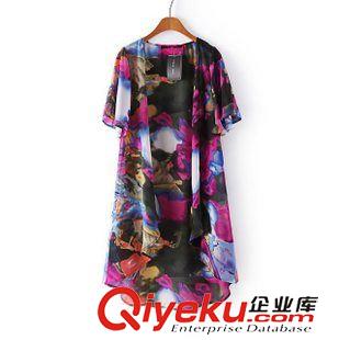 7月1號(hào)新款 XL30-8833  工廠直銷印花長(zhǎng)款和服披風(fēng) 防曬衣外套