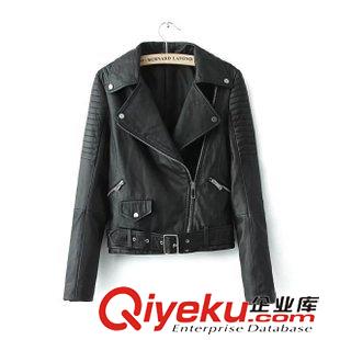女式皮衣 AM工廠直銷翻領(lǐng)顯瘦機車服長袖女皮衣外套