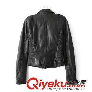 女式皮衣 AM 歐美新款皮衣 肩章收腰修身皮夾克外套原始圖片2