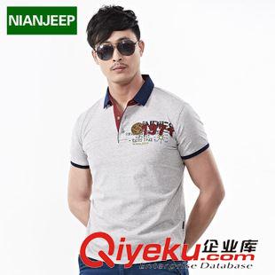 短袖T恤 nianjeep男式戶外休閑短袖polo衫 夏裝純棉水洗翻領t恤男9208原始圖片3