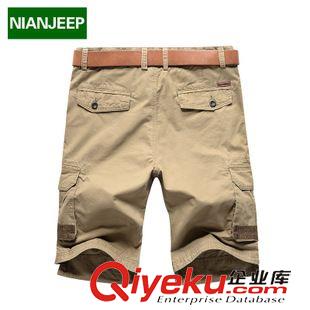 短褲 15夏季新款男式休閑短褲 nianjeep/吉普多袋純棉水洗褲 廠家直銷