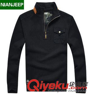 長袖T恤 NIANJEEP品牌男裝秋冬毛衣 任天野代言純棉立領(lǐng)時尚針織衫外套原始圖片3