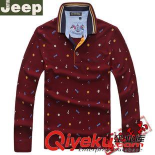 長(zhǎng)袖T恤 NIAN JEEP/吉普盾長(zhǎng)袖T恤男士商務(wù)小翻領(lǐng)t恤衫純棉休閑POLO衫批發(fā)
