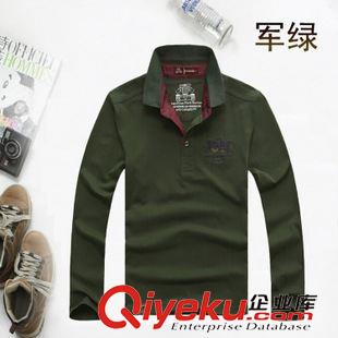 長(zhǎng)袖T恤 2015新品afsjeep男士純色長(zhǎng)袖翻領(lǐng)T恤男裝純棉水洗大碼爆款9011