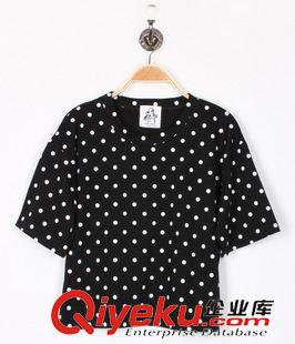 4月爆款 女式t恤顯瘦女韓 2015夏季小圓點寬松波點圓領(lǐng)短袖T恤女 打底衫原始圖片3