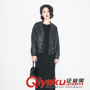 皮衣 個性休閑百搭時尚星星印花翻領(lǐng)皮衣外套2015年秋季歐美風(fēng) a968#原始圖片2