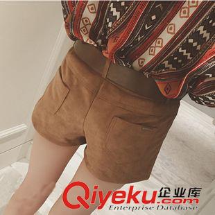9.5 百搭洋氣口袋流蘇麂皮絨短褲闊腿褲女褲2015秋裝韓國新款a942#原始圖片2