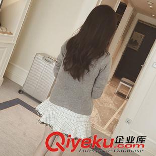 9.5 韓國時尚美麗長袖釘珠鑲鉆針織開衫外套女2015秋季女裝新品a944#原始圖片3