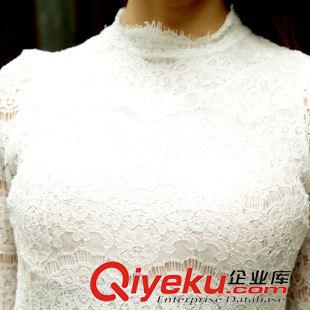 9.6 歐美gddp小香風高腰蓬蓬裙 2015秋季新品長袖蕾絲拼接連衣裙原始圖片3