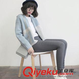 9.11 針織衫長袖夾克上衣 2015毛衣外套女秋季新款女拉鏈開衫女裝拼色原始圖片3