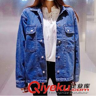 8.14 藍(lán)灰寬松大碼牛仔外套夾克女潮百搭女2015秋冬季新韓超有型a768#原始圖片3