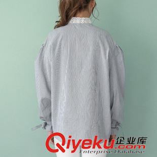 8.15 寬松蕾絲拼接襯衫好質量女系帶長袖立領襯衣2015夏秋款百搭a778#原始圖片3