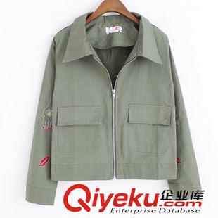 8.17 寬松拉鏈翻領領寬松手掌刺繡好質量外套2015年韓版休閑百搭a793#原始圖片2