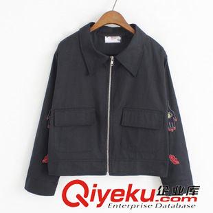 8.17 寬松拉鏈翻領領寬松手掌刺繡好質量外套2015年韓版休閑百搭a793#原始圖片3