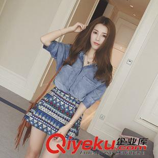 8.18 個(gè)性漸變色寬松牛仔夾克外套潮2015秋季新款韓國代購女裝a804#