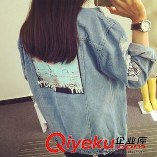 8.18 {dj2}定制淺藍(lán)乞丐破洞個(gè)性淺色牛仔外套女潮流2015初秋新款a803#原始圖片2