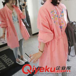 【外套】 中長(zhǎng)款棒球領(lǐng)bf風(fēng)衣寬松大碼薄款外套上衣女2015秋新款韓版a855#