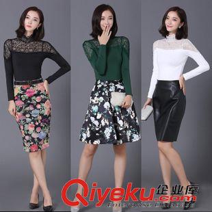 【蕾絲衫】 蕾絲打底衫 2015秋裝新款韓版薄絨修身顯瘦女t恤大碼 一件代發(fā)原始圖片3
