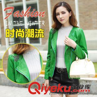 外套 實拍2015秋裝新款機(jī)車皮衣女短款小外套潮修身韓版水洗皮衣原始圖片2