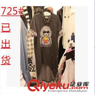 韓國東大門上衣 韓國東大門代購夏季韓版前短后長連身裙女短袖印花中長款連衣裙潮原始圖片2