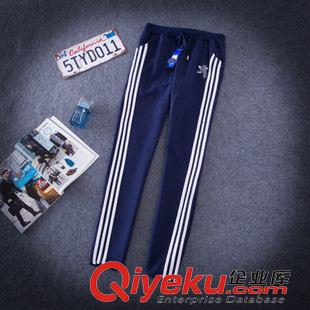 9月8號新款 2015秋季新品男式韓版休閑運動褲 男 棉質(zhì)針織松緊系繩長褲 修身原始圖片3
