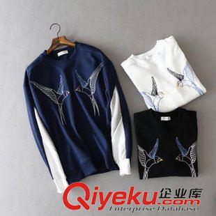 9月1號新款 韓國東大門秋冬新品 韓國圓領女士衛衣 拼接印花毛圈女衛衣批發原始圖片3