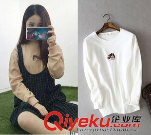 9月1號新款 韓國東大門秋冬新品 韓國圓領女士衛衣 拼接印花毛圈女衛衣批發