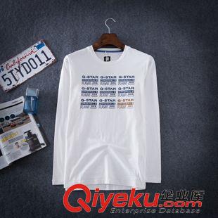 8月30號新款 時尚男裝秋裝長袖字母印花t恤簡約韓版潮男生圓領修身男T恤批發原始圖片2