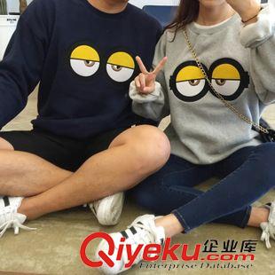 加厚衛(wèi)衣 XB 2015秋冬新款小黃人大眼萌卡通圖案繡花寬松情侶裝衛(wèi)衣原始圖片3