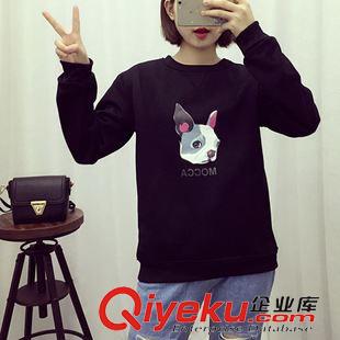 加厚衛衣 XB 實拍 韓版百搭 秋冬季動物狗頭印花寬松休閑加絨套頭長袖衛衣原始圖片3