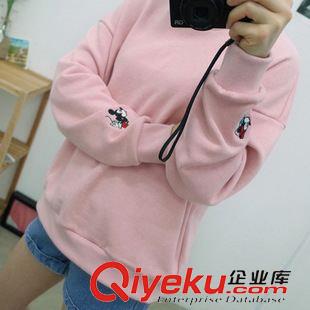 加厚衛衣 XB 韓國代購 軟妹子甜美百搭 特別的袖口米奇刺繡加絨套頭衛衣女原始圖片2