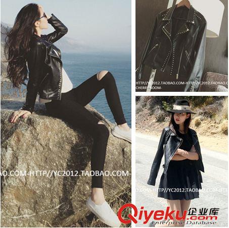 皮夾克 XB {dj2}定制 本期主打 高品質重工鉚釘皮衣外套女原始圖片2