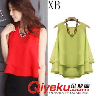 XB批發(fā)專場(chǎng)-百搭上裝 XB 韓版夏新款雪紡松緊收腰泡泡袖一字領(lǐng)上衣小清新雪紡衫女