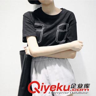 T恤 XB 韓國雜志款夏季別致刺繡口袋式短袖休閑寬松短T恤女原始圖片2