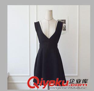 9-22上新 XB 2015韓版新款復古AA風交叉修身女連衣裙顯瘦露背裙傘裙原始圖片2