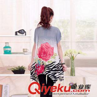 女裝連衣裙 現貨供應春夏地攤女裝女式大碼T恤衫休閑短袖印花不規則連衣裙原始圖片3