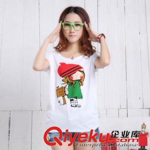 女裝短袖T恤 現(xiàn)貨供應(yīng)夏季地?cái)偀豳u貨源蝙蝠袖女式T恤衫白色印花圓領(lǐng)短袖t恤原始圖片2