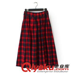 04月20日新品 T35 外貿(mào)原單女裝 夏季新款百搭英倫格子松緊腰半身裙子中長裙