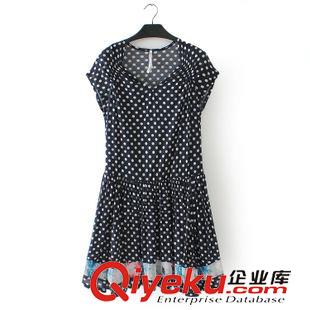 03月23日新品 S83 外貿(mào)原單女裝 夏季新款百搭圓點(diǎn)圖案修身插肩短袖連衣裙子