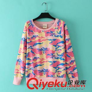 03月23日新品 S112 外貿(mào)原單女裝 春季新款百搭迷彩圖案圓領(lǐng)套頭插肩長袖衛(wèi)衣