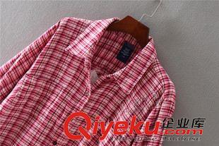 9月8日新品 X128 出口單 秋季新款百搭小格子翻領(lǐng)中長款寬松女裝襯衫襯衣原始圖片3